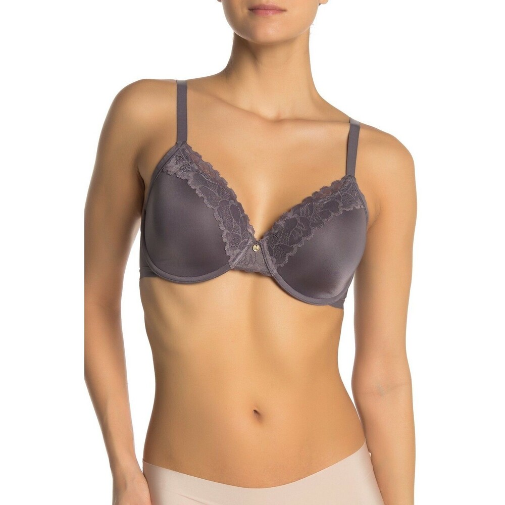 Natori Pure Luxe Contour Padded Underwire Lace Trim Bra Women 36D Brown Lingerie